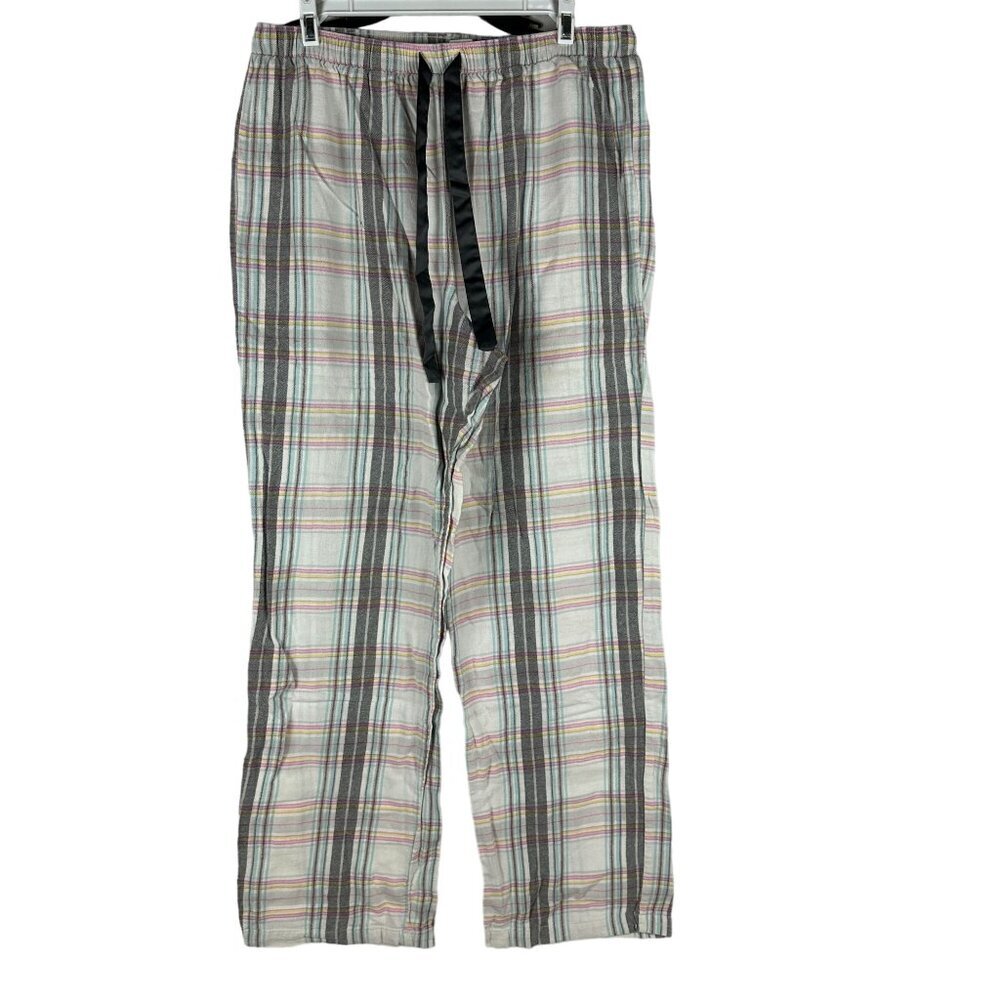 Sleep Chic Womens Size L Plaid Cotton Pajama Pants Elastic Waist & Drawstring